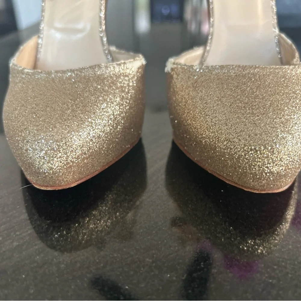 Christian Louboutin Paris Gold Glitter Strap Heels. 5” heals size 39 (9 US) - Picture 16 of 16